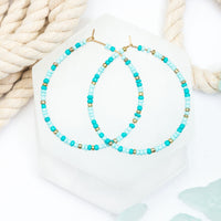 Ashli Beaded Drop Hoop Earrings
