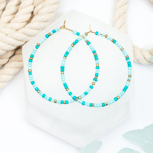 Ashli Beaded Drop Hoop Earrings