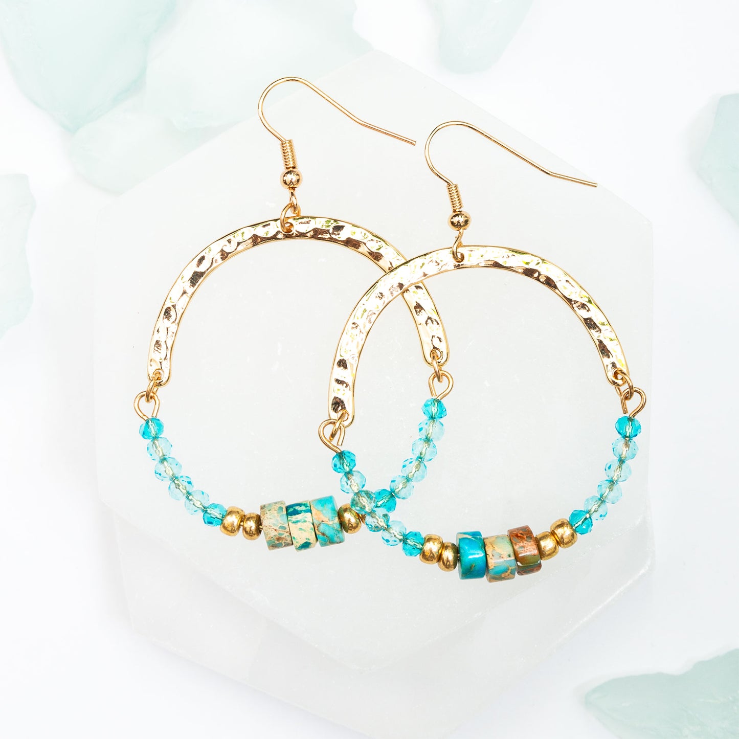 Ashli Genuine Stone Round Drop Earrings