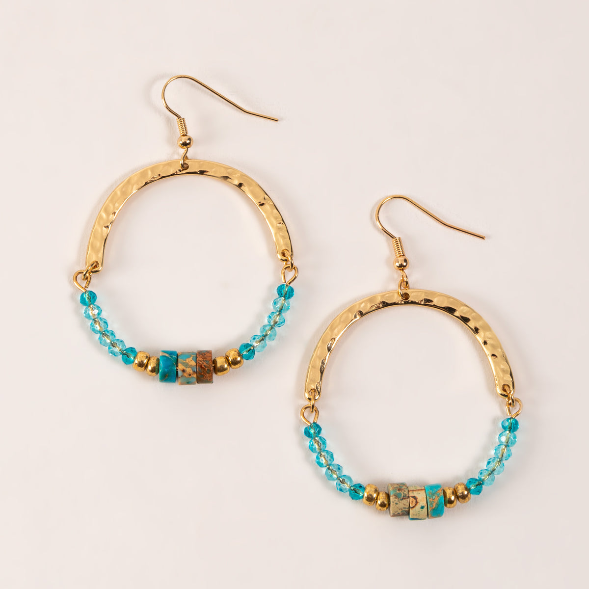 Ashli Genuine Stone Round Drop Earrings