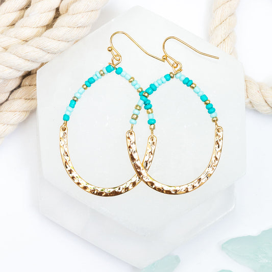 Bead Teardrop Gold Drop Earrings