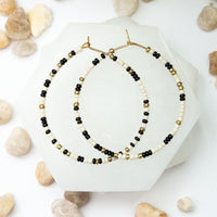 Ashli Beaded Drop Hoop Earrings