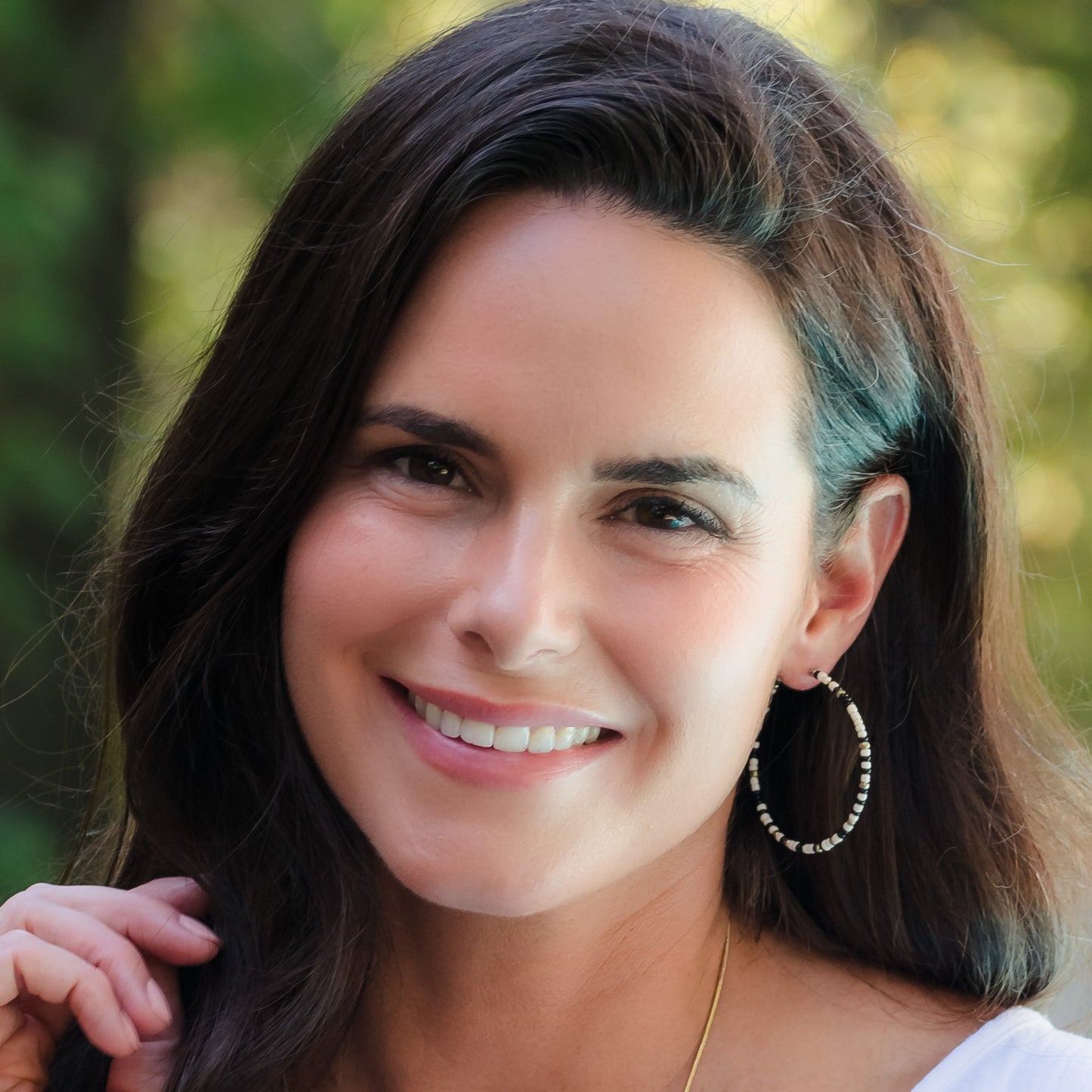 Ashli Beaded Drop Hoop Earrings
