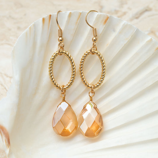 Saba Faceted Gem Gold Drop Earrings