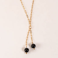 Neva Bead Paperclip Chain 17" Gold Y-Necklace