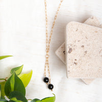 Neva Bead Paperclip Chain 17" Gold Y-Necklace