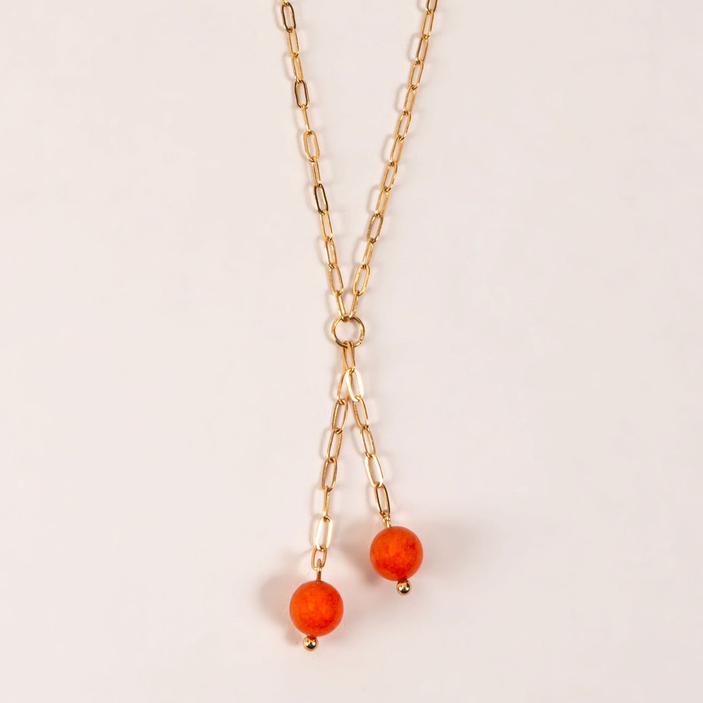 Neva Bead Paperclip Chain 17" Gold Y-Necklace