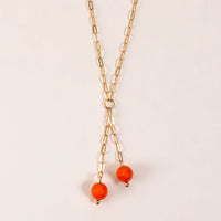 Neva Bead Paperclip Chain 17" Gold Y-Necklace