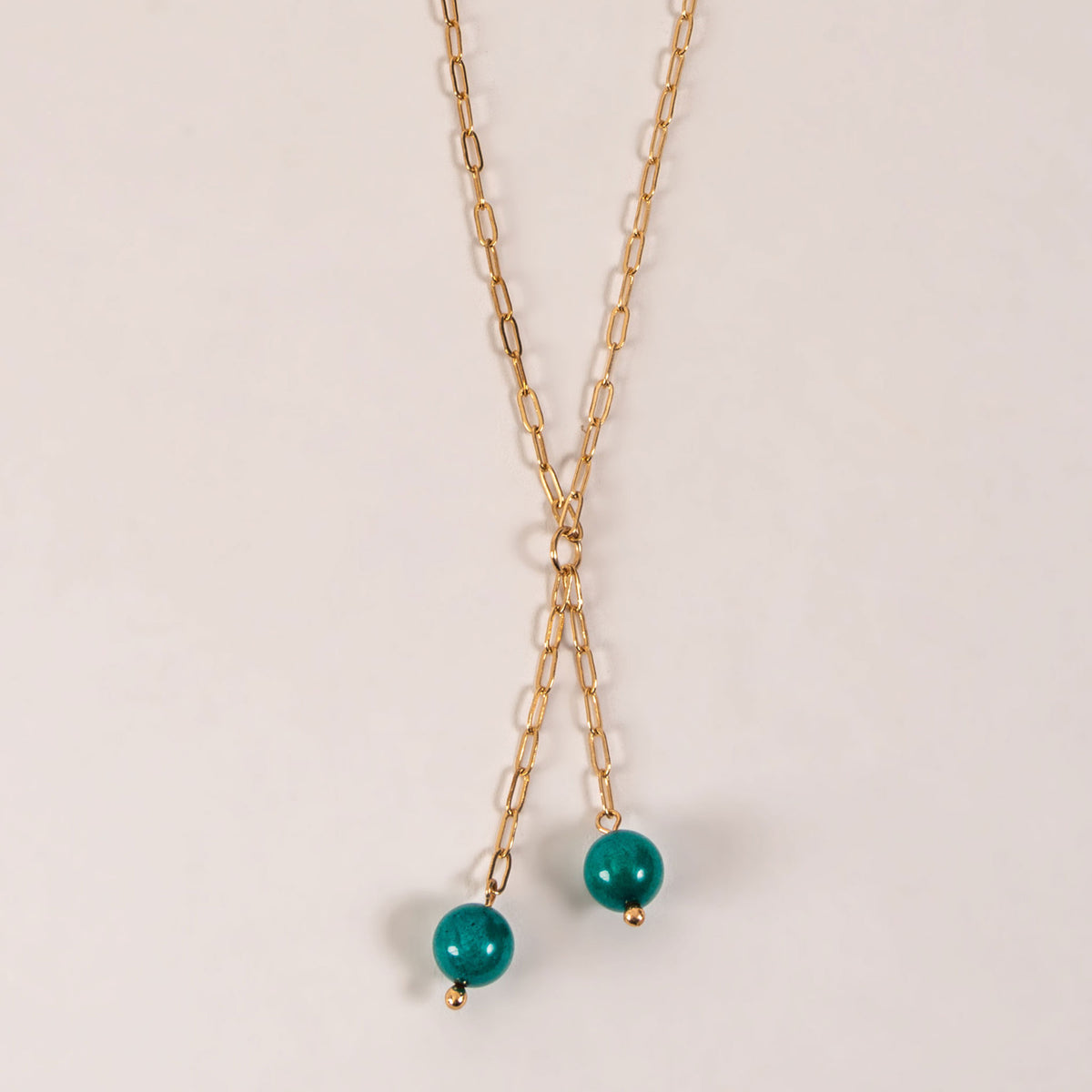 Neva Bead Paperclip Chain 17" Gold Y-Necklace