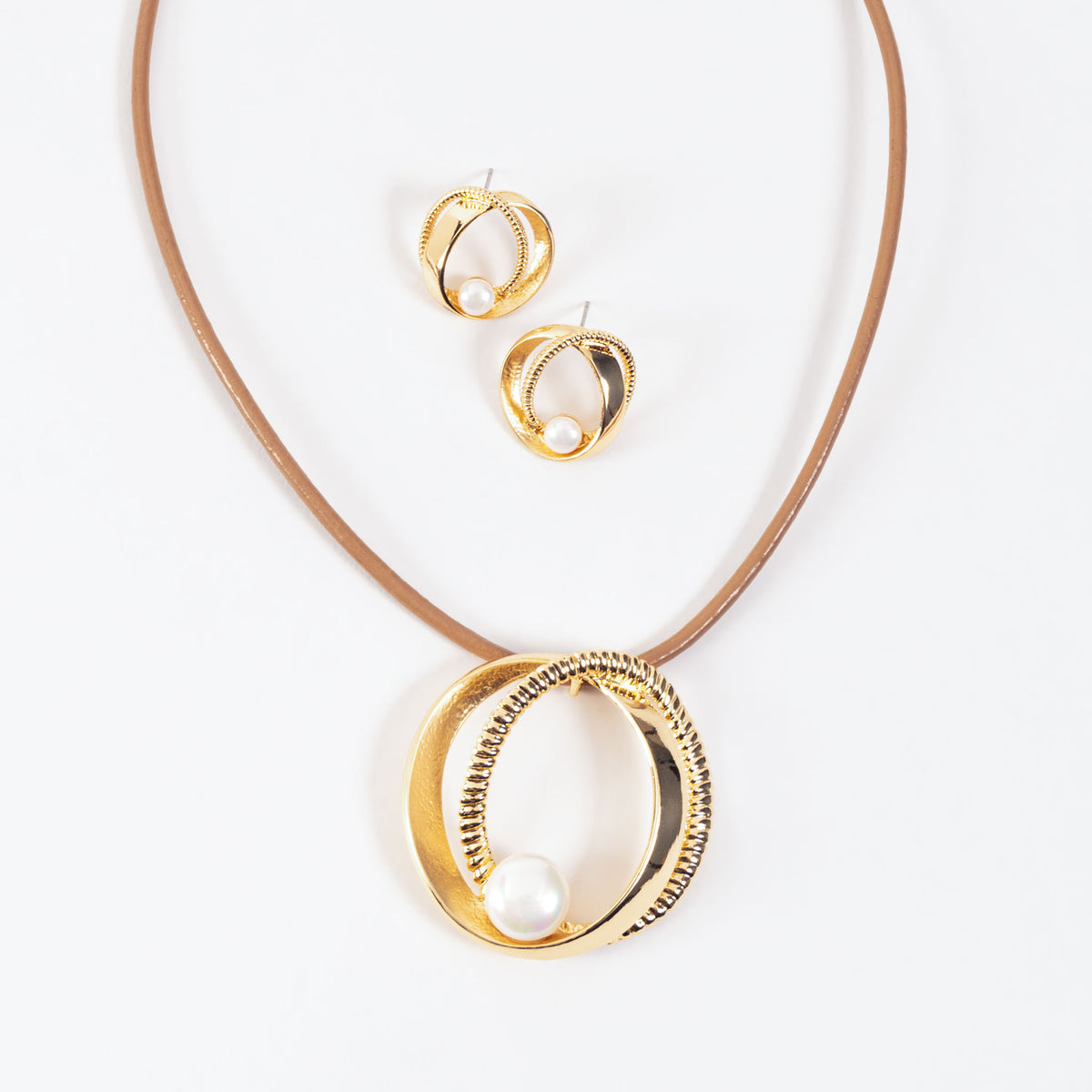 Finley Pearl 16" Ring Pendant Necklace & Earring Set