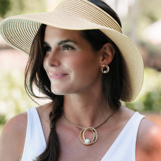 Finley Pearl 16" Ring Pendant Necklace & Earring Set