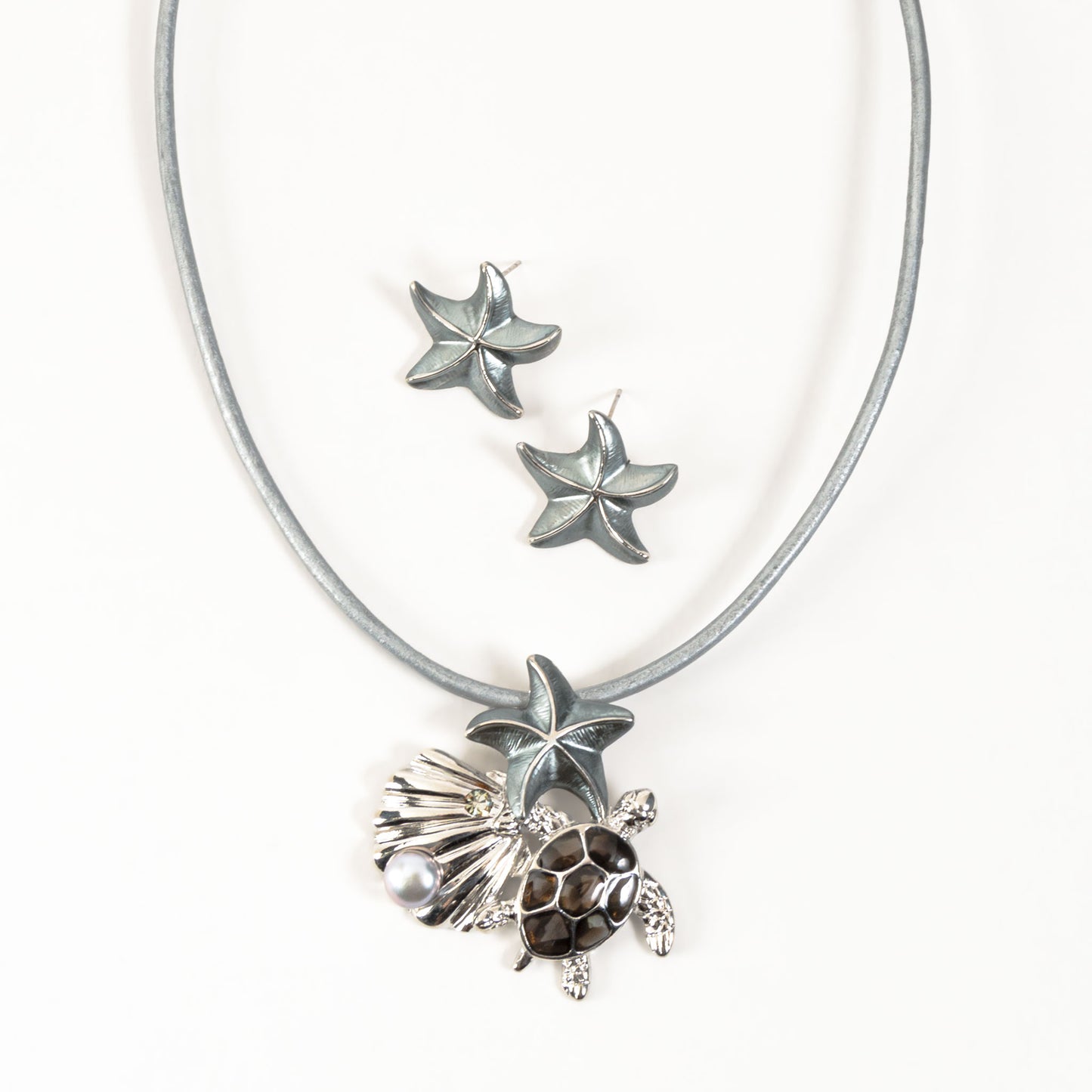 Kobie Gold Turtle Pearl 16" Pendant Necklace & Earring Set