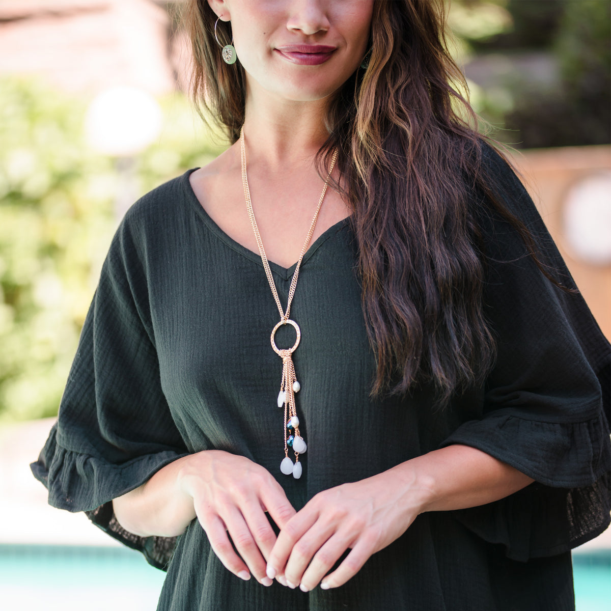 Thalia Gold Bead Cluster 24" Pendant Necklace