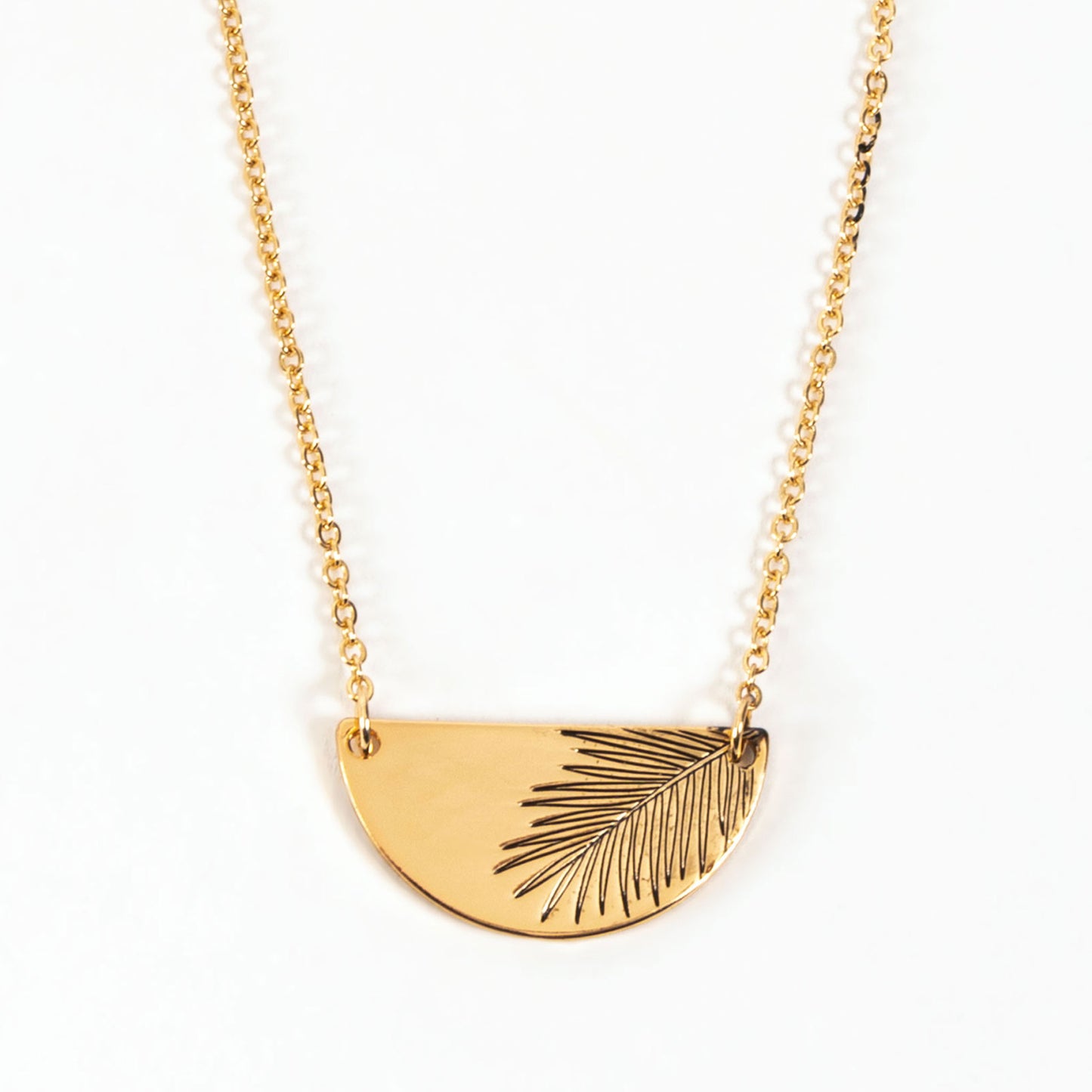 Elani Gold Dainty Palm Leaf 18" Pendant Necklace